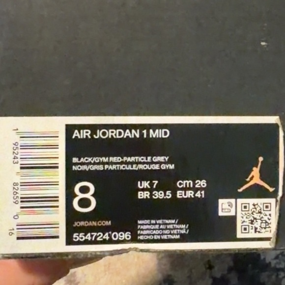 Nike Air Jordan 1 Mid GS Shadow Retro Gray/Black - Nike Size 8 - Picture 8 of 8